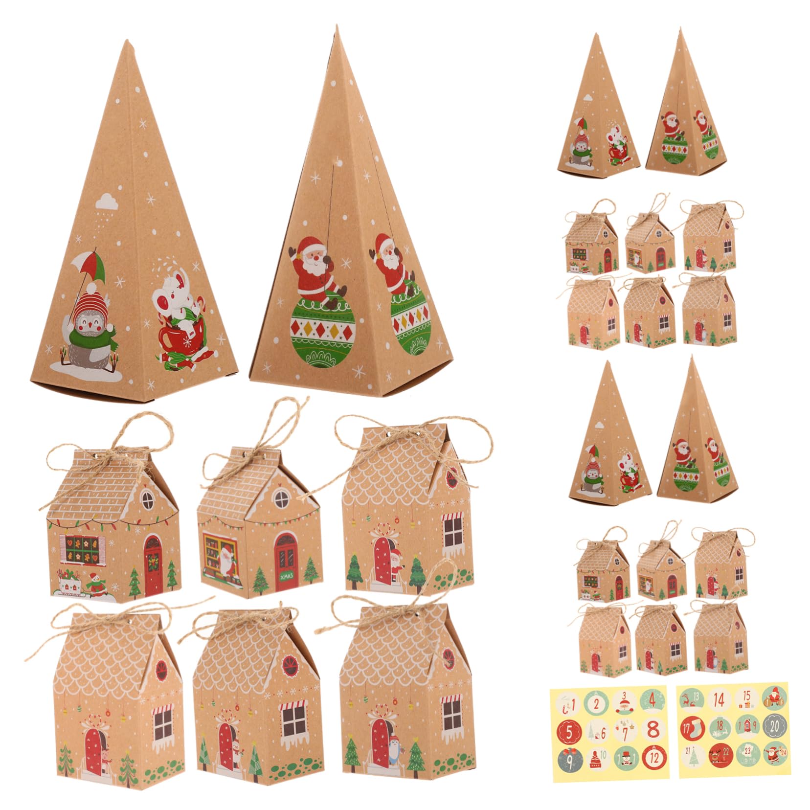 Lot De 32 Boîtes à Bonbons De Noël En Papier - Motifs Père Noël Et Rennes - À Assembler Soi-même - Pour Décorations Et Cadeaux