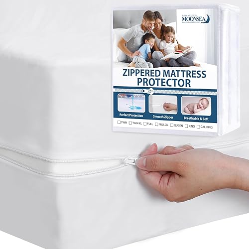 Protector de colchón impermeable con cremallera, funda de colchón impermeable de 6 lados, funda de colchón completa, cubierta de somier