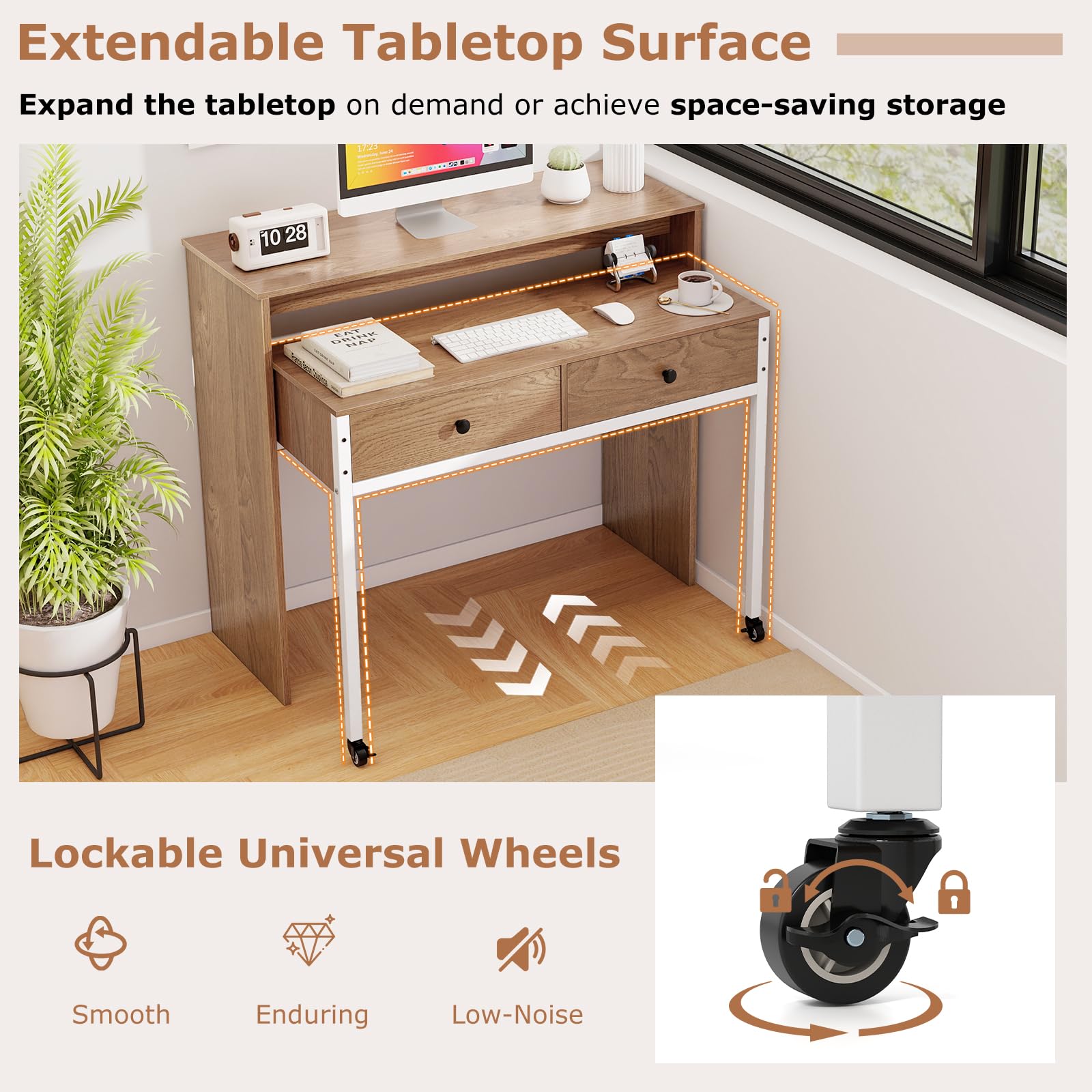Amazon.com: Tangkula Extendable Computer Desk with 2 Drawers