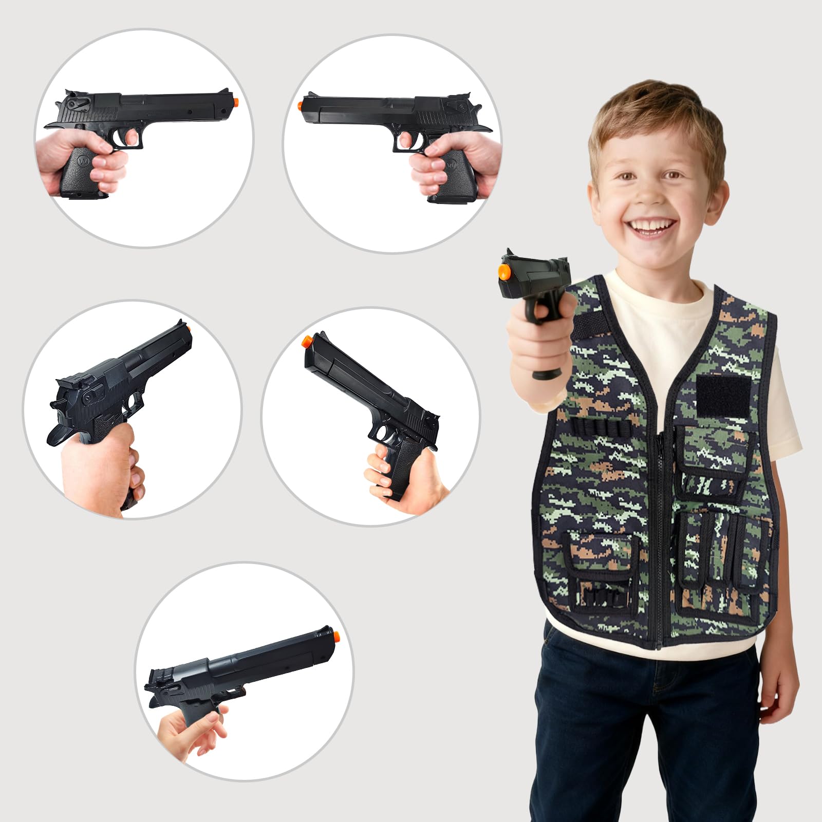 RedCrab Costume di Soldato per Bambini, Costume Militare Bambino Include Elmetto Militare, Gilet Militare, Walkie-Talkie e Altri Accessori, Soldato Gioco di Ruolo Halloween Carnevale Costume