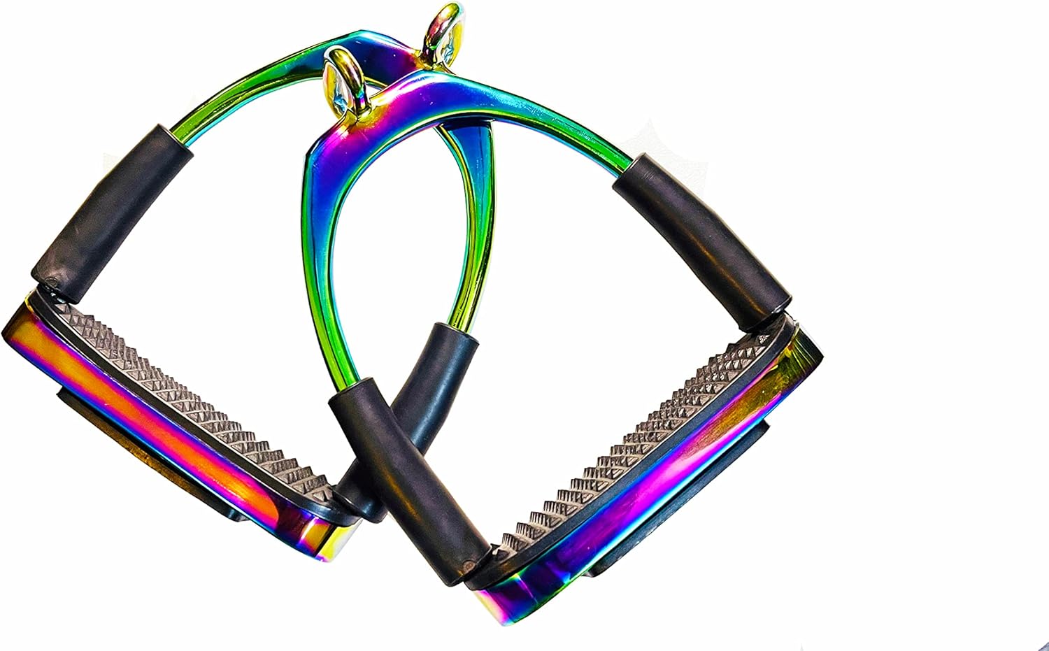 Offset Flexible Stirrups – Rainbow Color Horse Riding Irons for Comfort & Shock Absorption - Flexible Offset Horse Stirrups