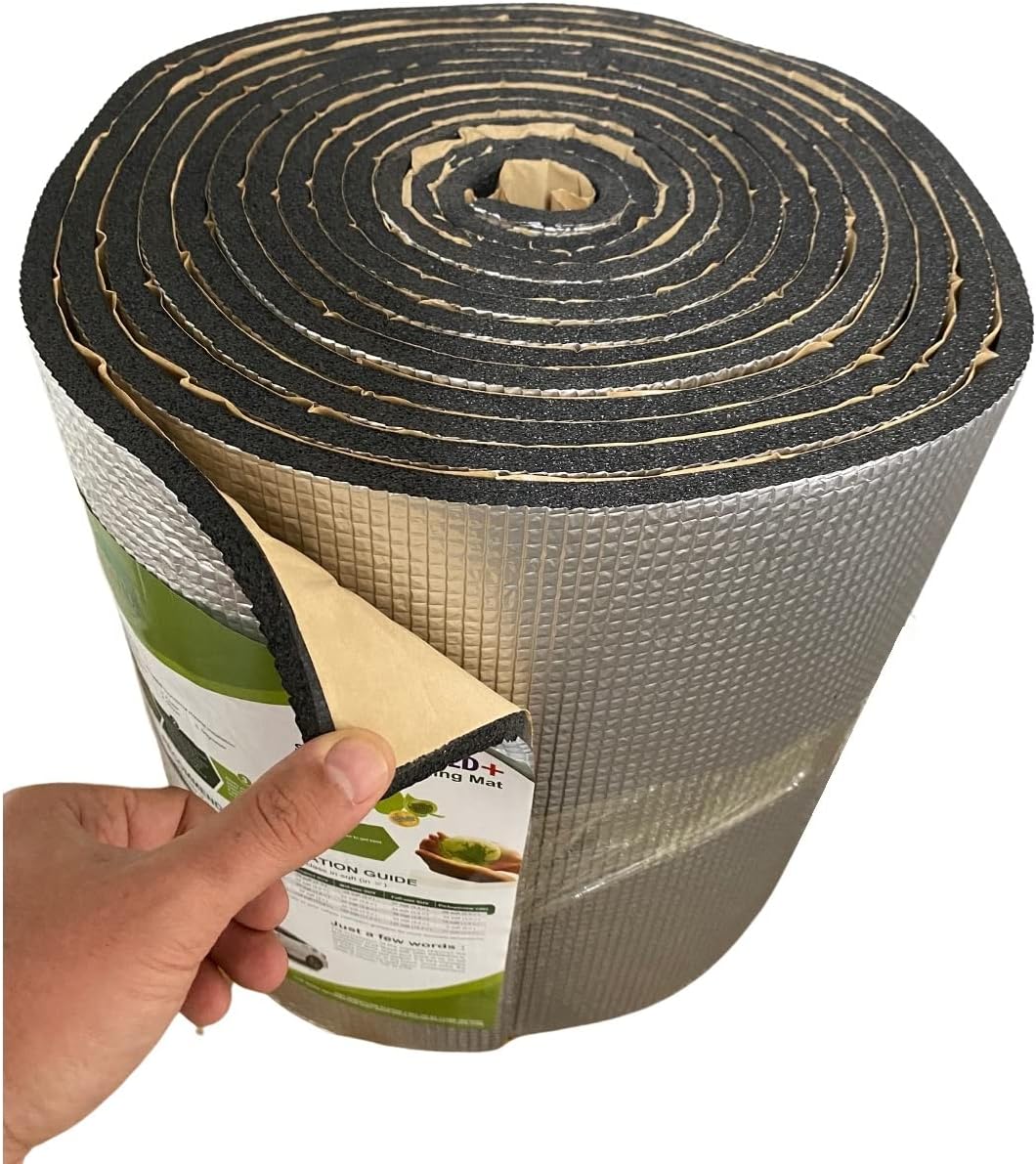 SmartSHIELD 16" x 28ft., 36 Sq. Ft. Car Noise Sound Deadening Mat, Heat Insulation Closed Cell Foam - Self Adhesive - Aluminum + XPE Foam + Glue (Thickness 394 mil / 0.394 inches / 10 mm)