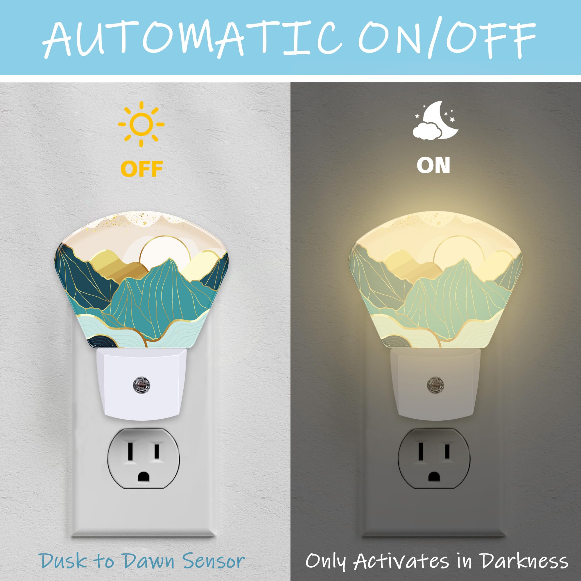 AKKAVNIA Night Light Gold Mountain Plug-in LED Dusk-to-Dawn Sensor Soft Night Lamp Suitable for Home Bedroom Bathroom Hallway — view 2