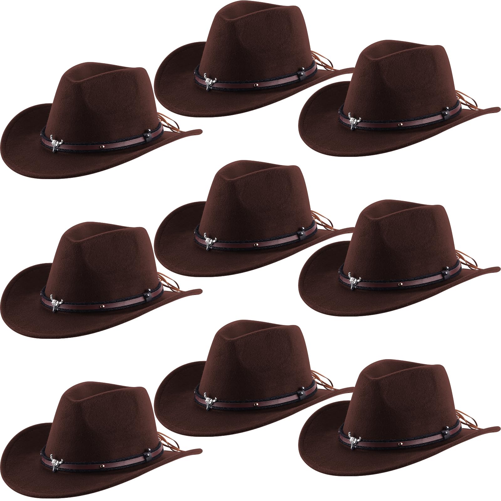 Toulite Western Cowboy Hats Faux Felt with Strap Bulk