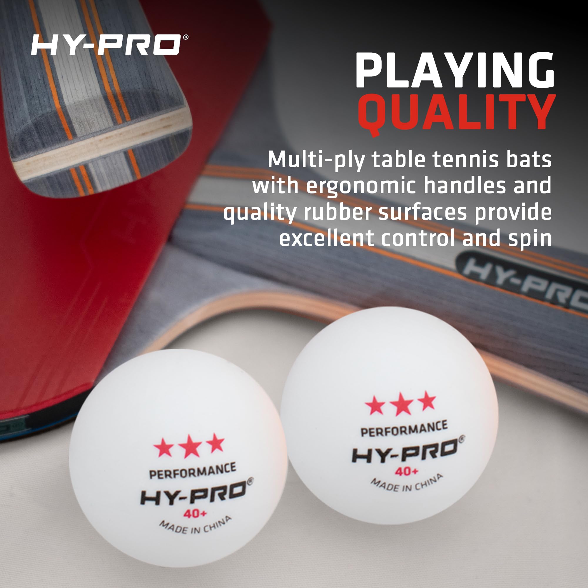 Hy-Pro Set da ping pong portatile – con rete estensibile fino a 170 cm, 4 racchette, 8 palline, borsa per il trasporto, palline a 3 stelle, per bambini e adulti, interni ed esterni, set da ping pong