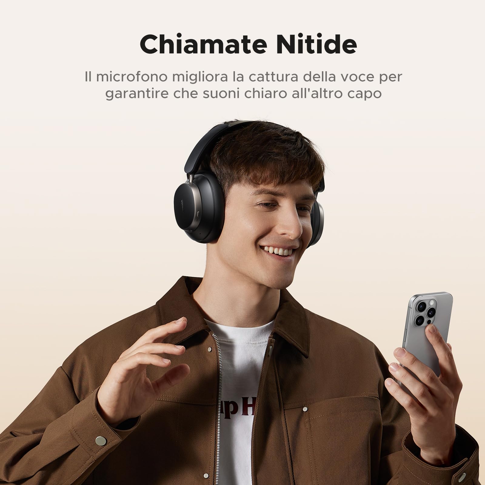 UGREEN Studio Pro Cuffie Bluetooth Over-ear ANC Adattiva 48dB Hi res | Cuffie Bluetooth Cancellazione Attiva del Rumore Ibrida Adattiva 48dB Bluetooth 6.0 120 Ore Audio Spaziale Equalizzatore Nero