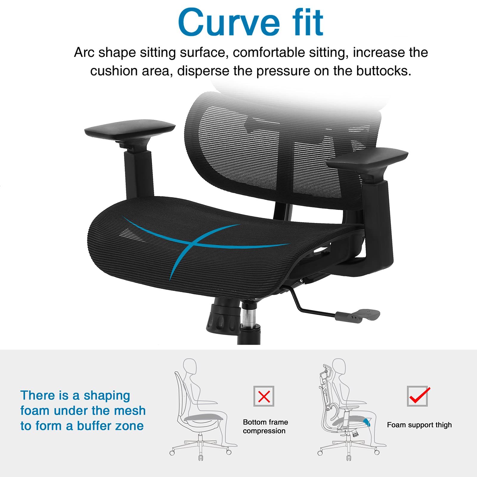 SAMOFU Ergonomic Office Chair, Backrest Height Adjustable Desk Chair