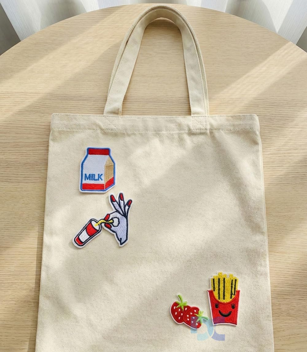D Moto World Food & Drink Cartoon Embroidered Iron On Patches for Jackets, Jeans & Bags | DIY Decorative Patches for Kids & Adults (Assorted Set)| 12 pcs in 1 Pack 1