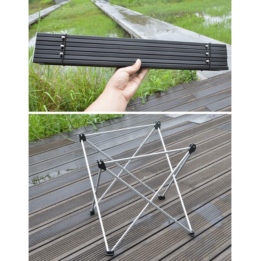 Tavolo pieghevole da campeggio Tavolo da picnic portatile pieghevole ultraleggero in lega di alluminio per esterni con gambe in alluminio Altezza regolabile Piano arrotolabile con strato in rete Fac
