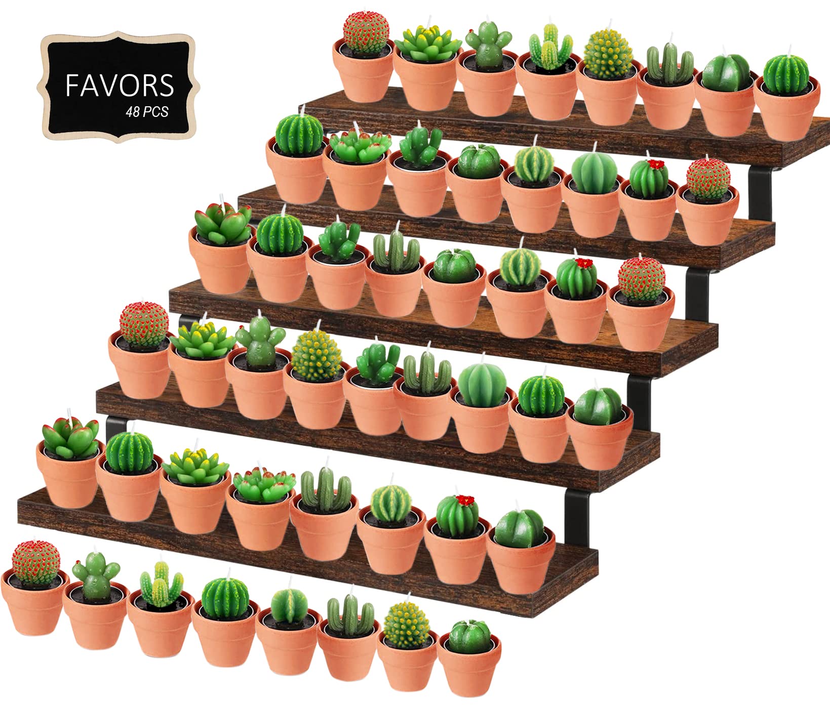 48pcs Cactus Succulent Candles Bulk Fiesta Tea Party Decor Novelty Terrarium Tea Lights Decorations for Home Mini Baby Shower Prizes Bridal Shower Favors Wedding Gifts for Guests