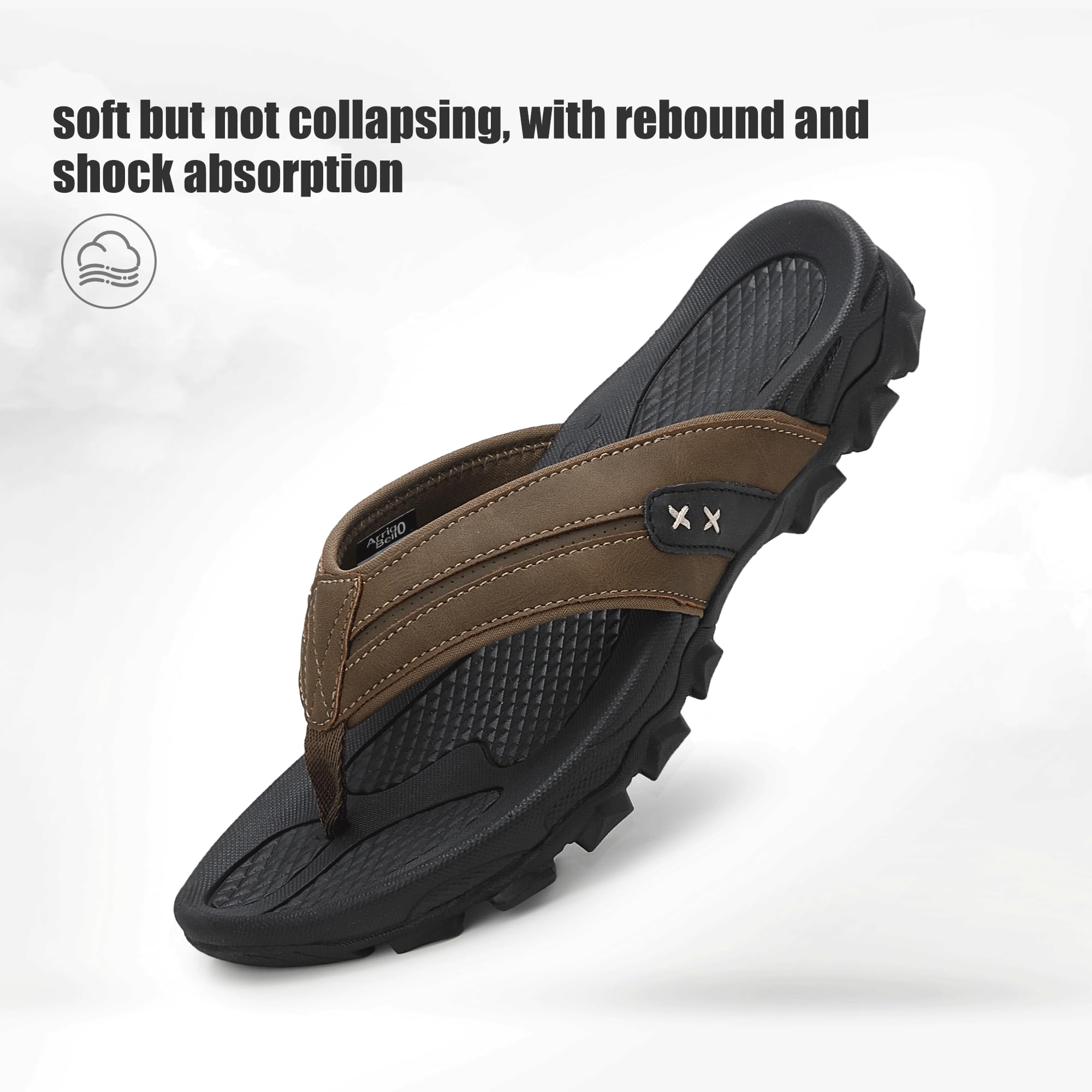 ARRIGO BELLO Tongs Homme Été Tongue Cuir Claquette Confortable Piscine Plage Antidérapant Sandales Taille 41-46