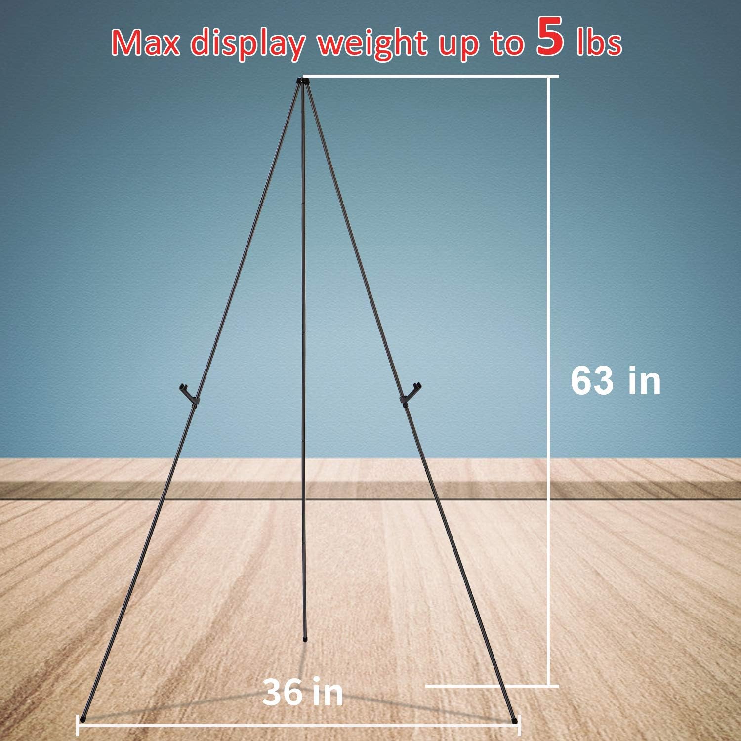 Easel Stand for Display, Magicfly 2 Pack 63 Inch Portable Easel for Wedding Sign, Poster, White Boards, Collapsible Painting Art Easel for Floor, Telescoping Metal Easel Tripod, Black