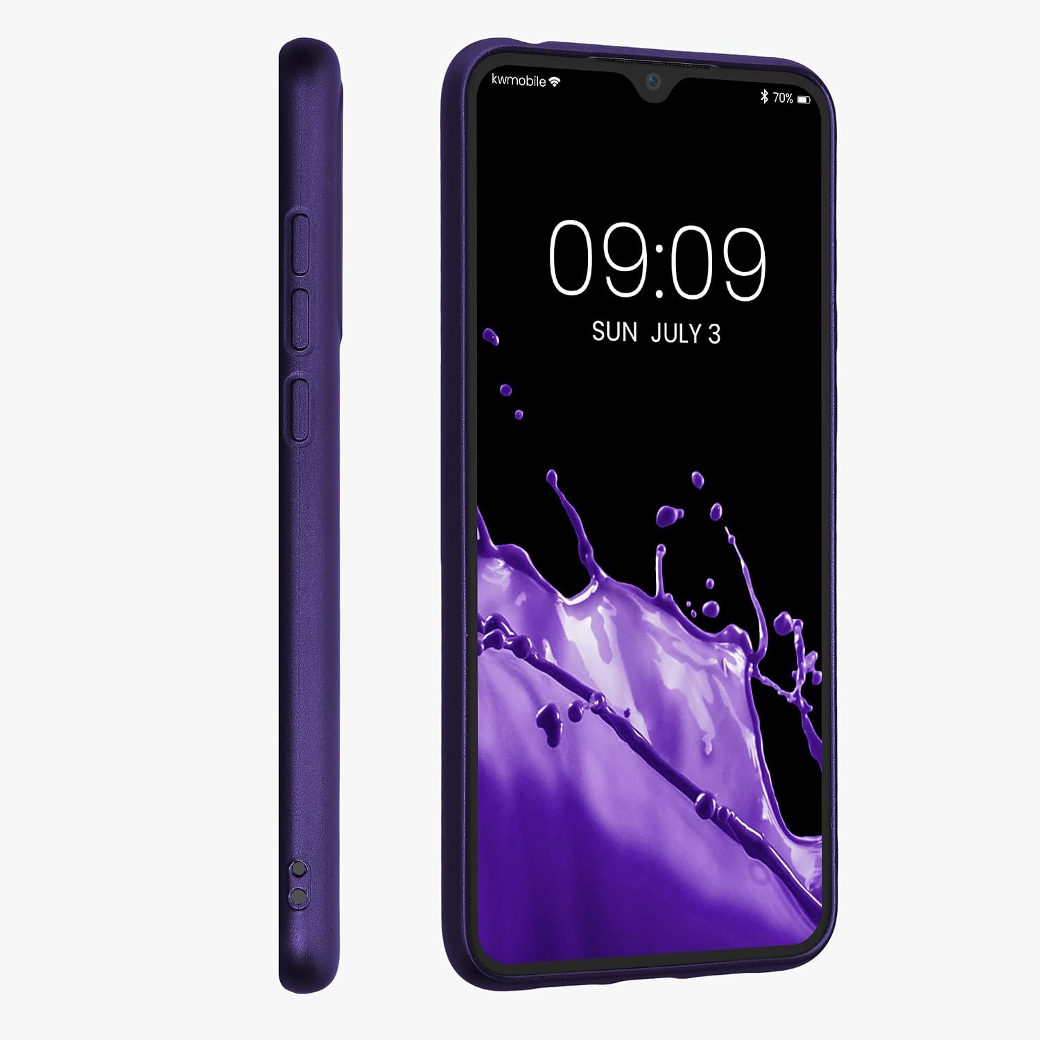 kwmobile Case Compatible with Xiaomi Mi 9 Lite Case - Soft Slim Metallic TPU Silicone Cover - Metallic Blue Violet