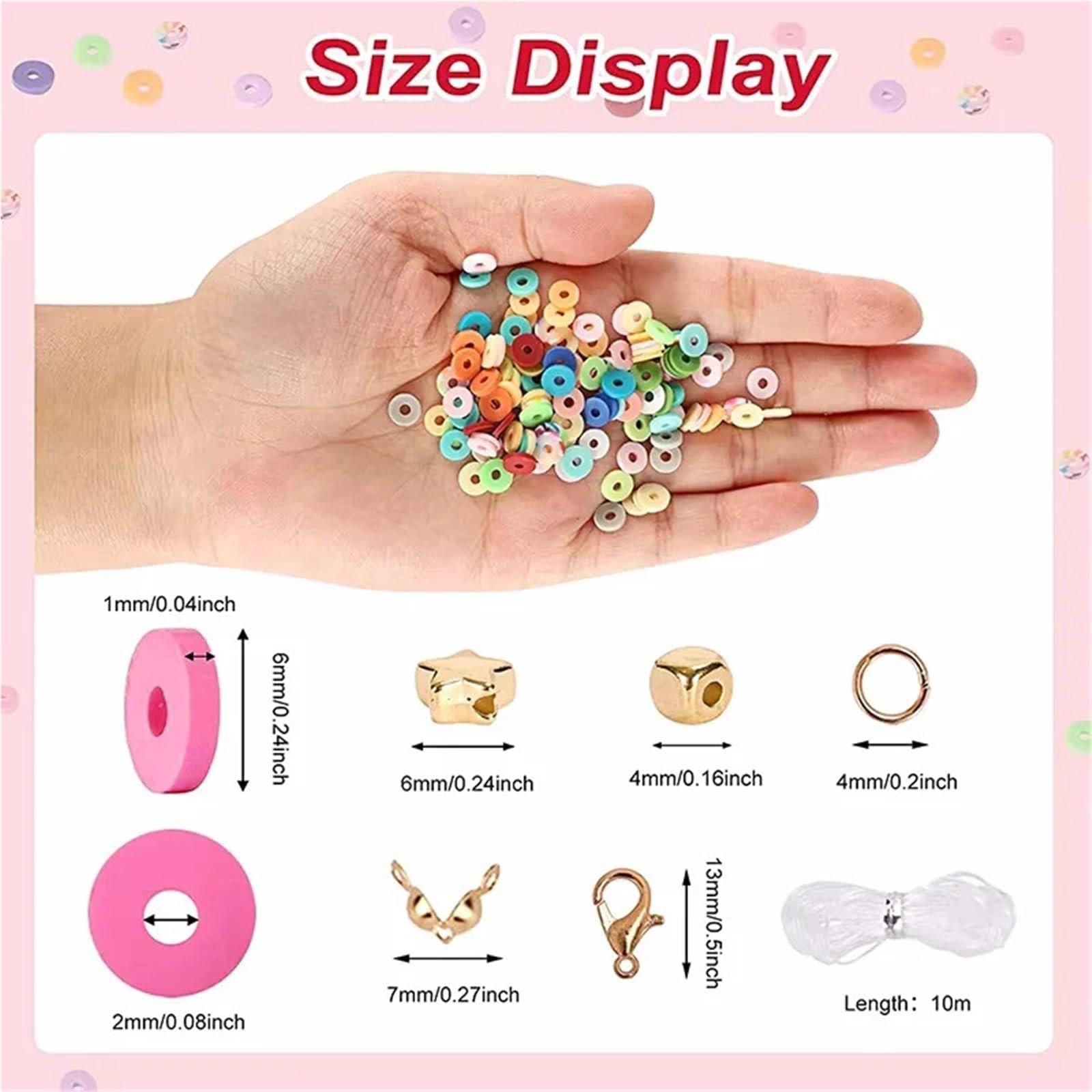 Kit De Perles De Bricolage DIY Kit de fabrication bracelets en argile couleur arc-en-ciel, 2 boîtes 24 perles, accessoires for la bijoux, fournitures faites à main, bricolage(Color3-7200pcs)