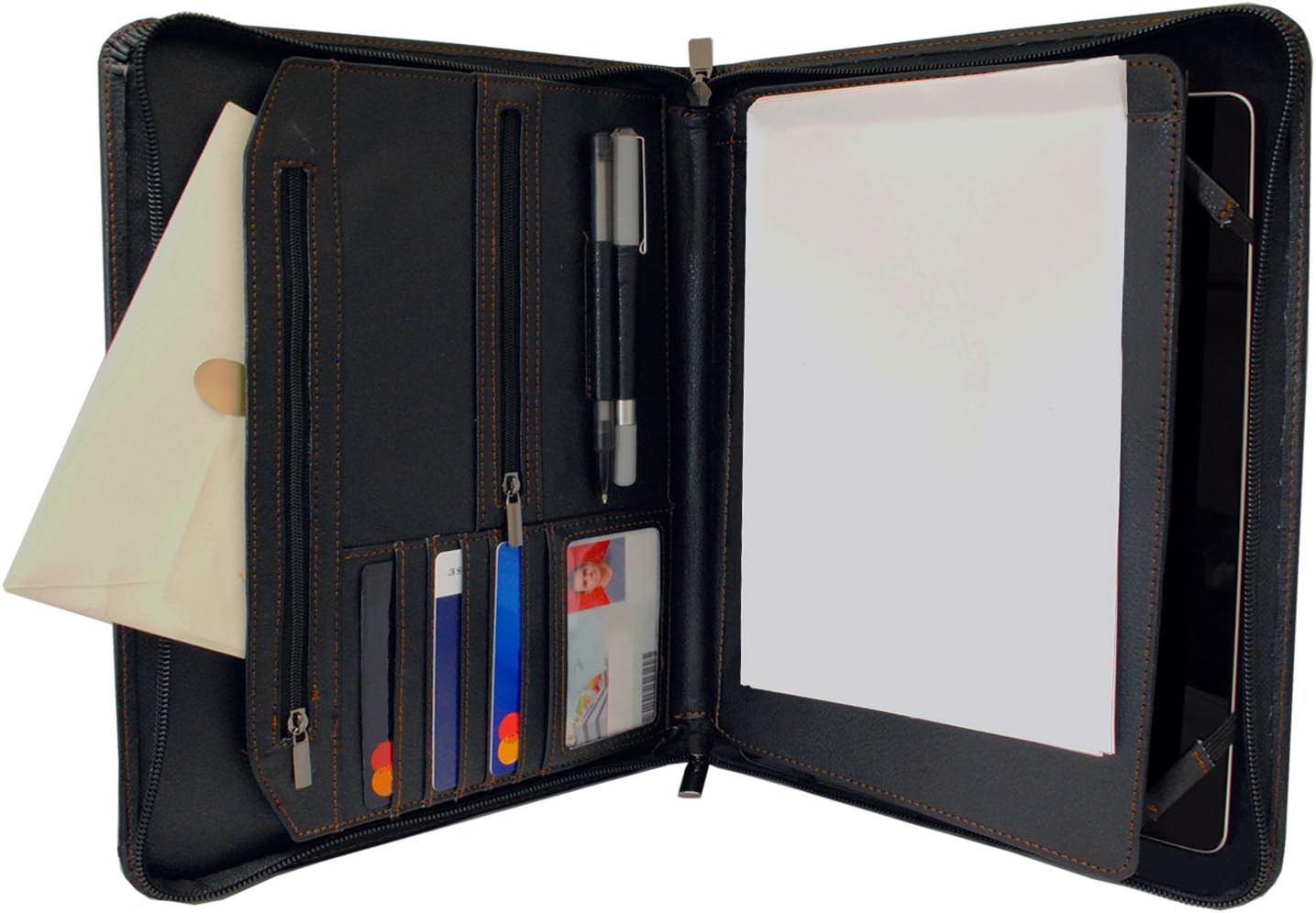 KHOMO Executive Pad Folio Case with Notepad Holder and Storage Pockets for iPad, Air, Pro 9.7, 10.2 and 10.5 inch - Black