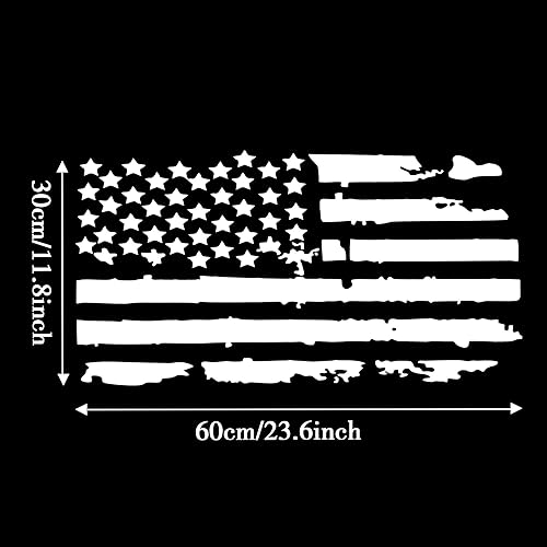 Miniatura 2 de TOMALL Calcomanía de bandera estadounidense envejecida de 23.6 pulgadas para capó de automóvil, bandera de Estados Unidos, vinilo gráfico a rayas,