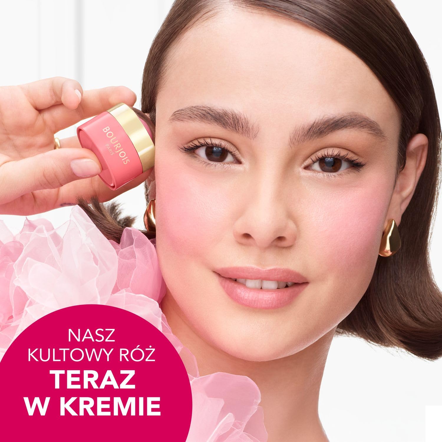 Bourjois Róż do Policzków w Kremie Little Round Pot, 03 Berry, Trwały, Utrzymuje się przez Cały Dzień, Jedwabista, Łatwa do Blendowania Formuła, Naturalny Rumieniec, 8.5 G