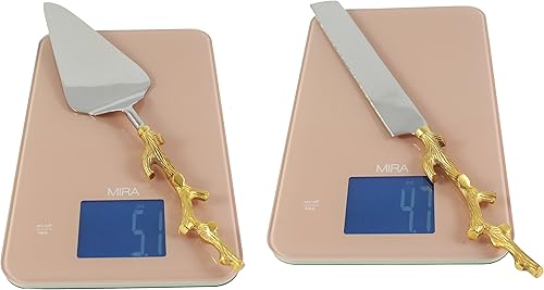 Miniatura 7 de RS Accessories LLC Juego de servidores, pasteles, pasteles, cubiertos del desierto, diseño de rama de árbol, 2 piezas de acero inoxidable 1810 con