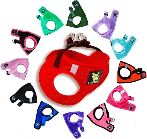 EcoBark - Arnés de cierre rápido, de doble acolchado, totalmente ajustable, súper cómodo, para perros (XS, rojo)