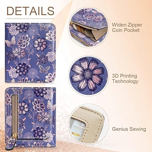 Miniatura 5 de APHISON Billetera para mujer, delgada y pequeña, cartera RFID para mujer, 11-0104, Moda