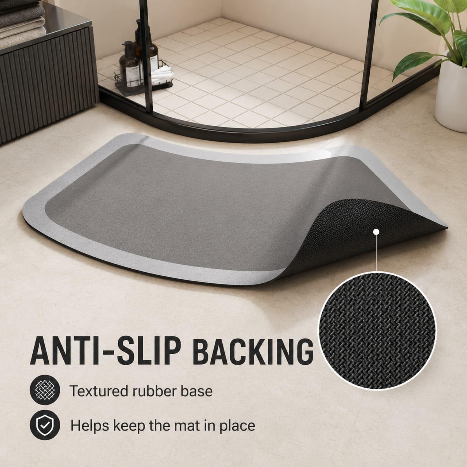 Chickwin Alfombrilla Baño Arco Absorbente (Gris,60x120cm)