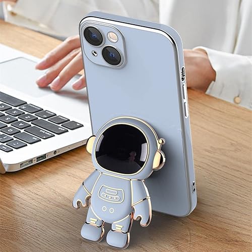 Miniatura 4 de Funda con soporte oculto de astronauta chapado en 6D compatible con iPhone 111213 Pro Max funda para astronauta estéreo azul para iPhone 13 Pro Max