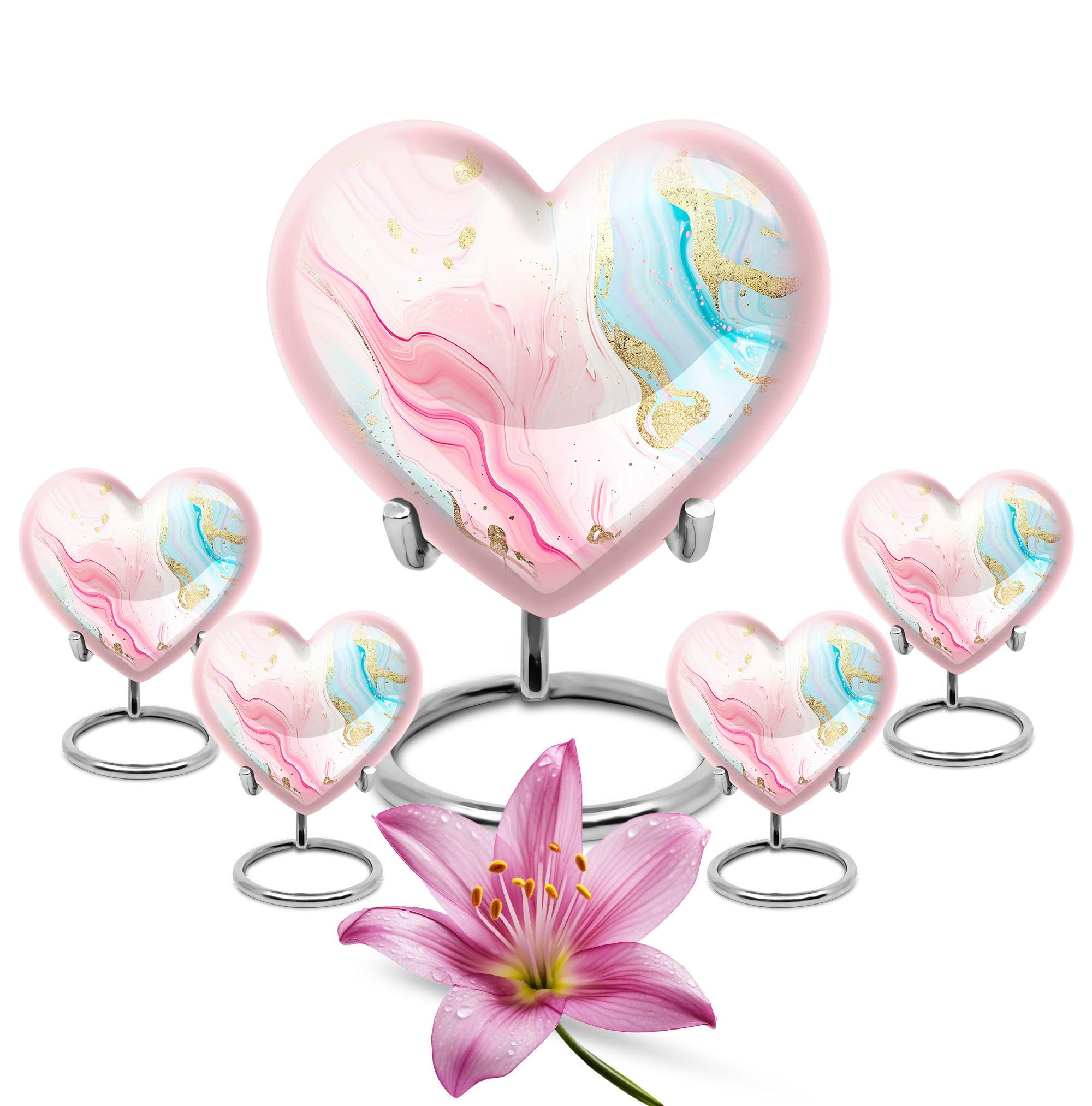 Pastel Rainbow Marble Heart Urn, Large Decorative Urn, Memorial Urns for Human Ashes, Urn for Ashes for Women, Unique Funeral Urns for Adult Ashes Men, Small Urns for Human Ashes Keepsake