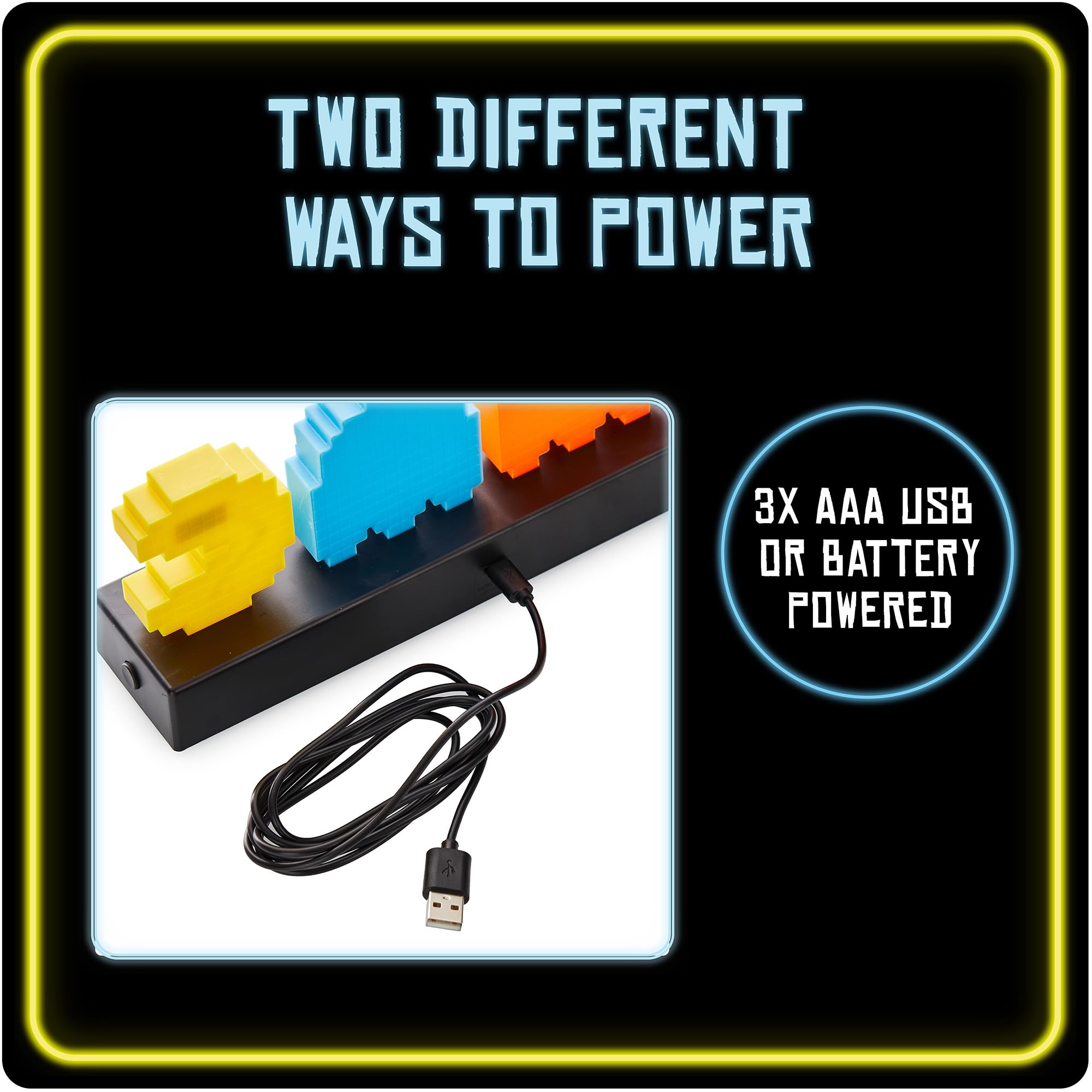 Lampe de Bureau Pac Man & Fantômes - Officiellement Licenciée, Réactif au Son avec 3 Modes de Lumière, Alimentée par USB ou Piles, Décor Salle de Jeu, Cadeau Gamer Rétro