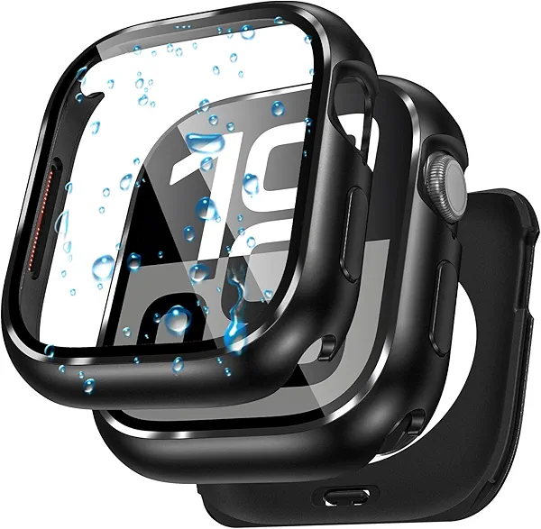 Goton AntiCrack Metal Case for Apple Watch Series 11/10 46mm Screen Protector, HD Tempered Glass, Daily Water-Resistant Alloy Bumper with Ceramic-Style Back Cover for iWatch 46 mm