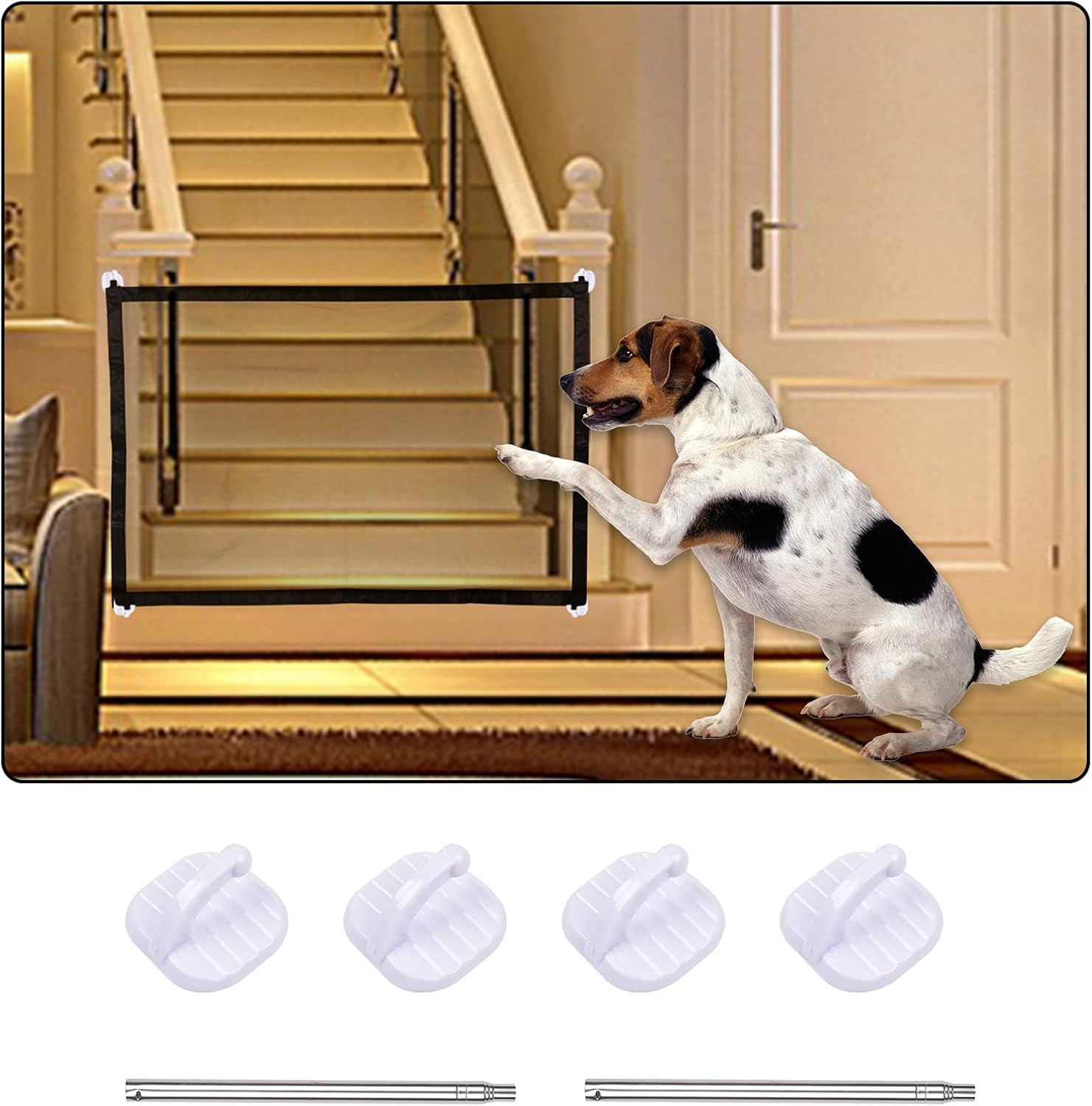 Idison Pet Gate, Pet Safety Guard Mesh Dog Gate, Portable Folding Mesh