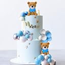 LaVenty 17 PCS Luxury Blue Bear Cake Decoration Teddy Bear Cake Decoration Baby Boy Cake Decoration Baby Shower Cake Decoration Teddy Bear Birthday Party Supplies Teddy Bear Birthday Decoration gallery image