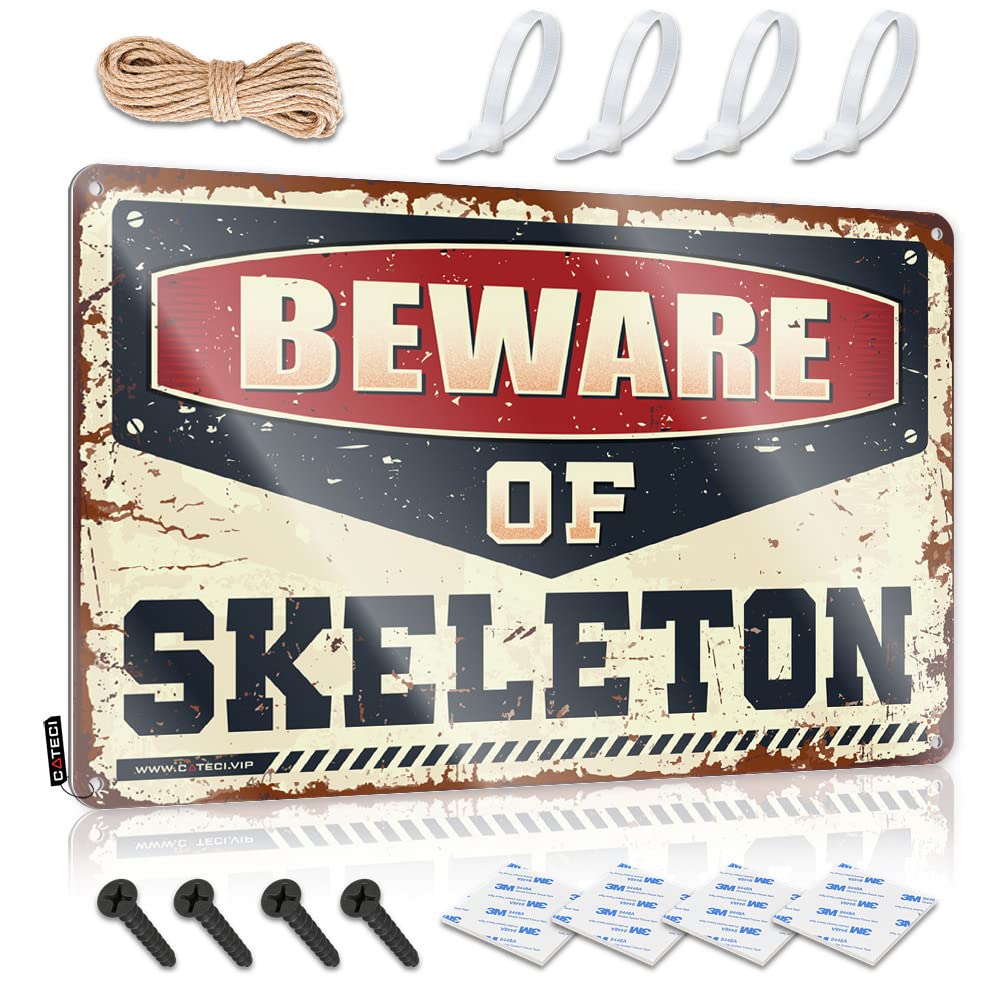 Necessities Vintage Wall Art Collection | Beware Of Skeleton Preppy House Decoration(30X40CM)
