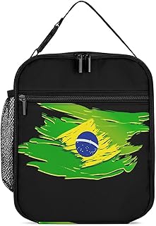 Watercolor Brazil Flag Insulated Lunchbox Tote Lunch Bag for Work Women Men Travel Lunch Box Bags