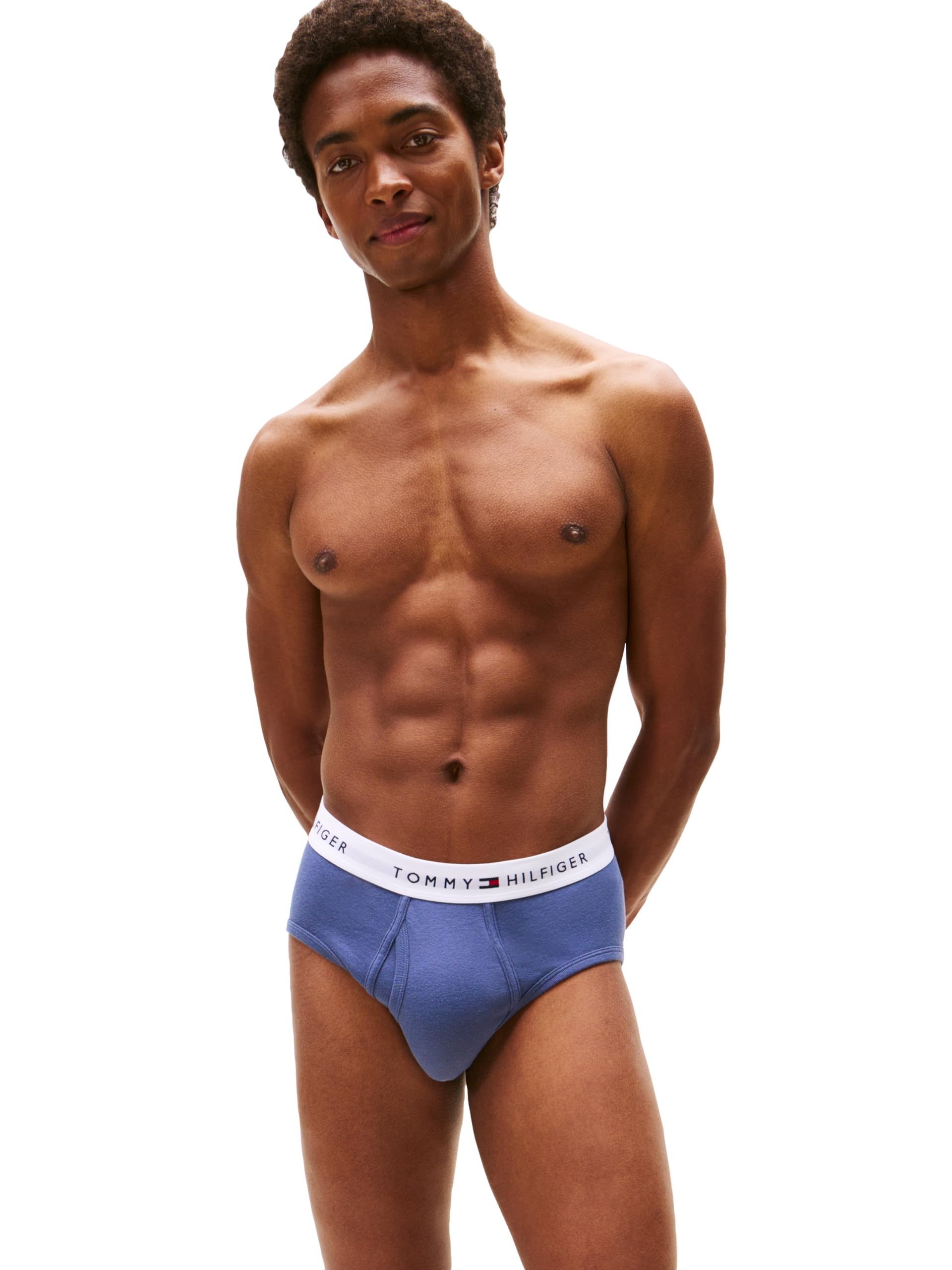 Tommy Hilfiger Men's Cotton Classic 4-Pack Brief: X-Large 1 Breezy Blue, 1 Bank Blue, 2 Desert Sky
