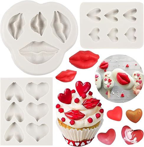 Miniatura 1 de FCKEMLDS Kiss Collection - Moldes de silicona para labios para el día de San Valentín, decoración de tartas de boda, decoración de cupcakes, pasta