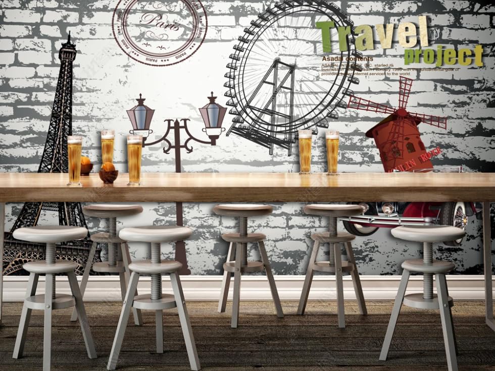Papier peint intissé café nostalgique papier mural haut de gamme 250cm