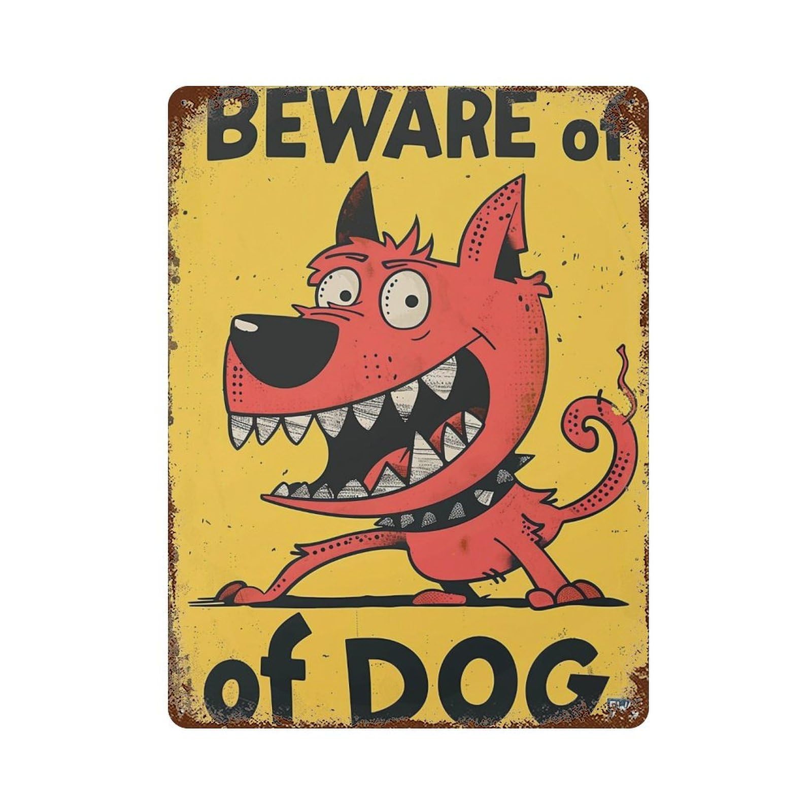 FHUYEURHRY Beware of Dog 04 Wall Decor Retro Iron Vintage Art Metal Tin Sign Poster Modern Home Cofffee Club Art Bar Shop Decorations Style-35 40x30cm