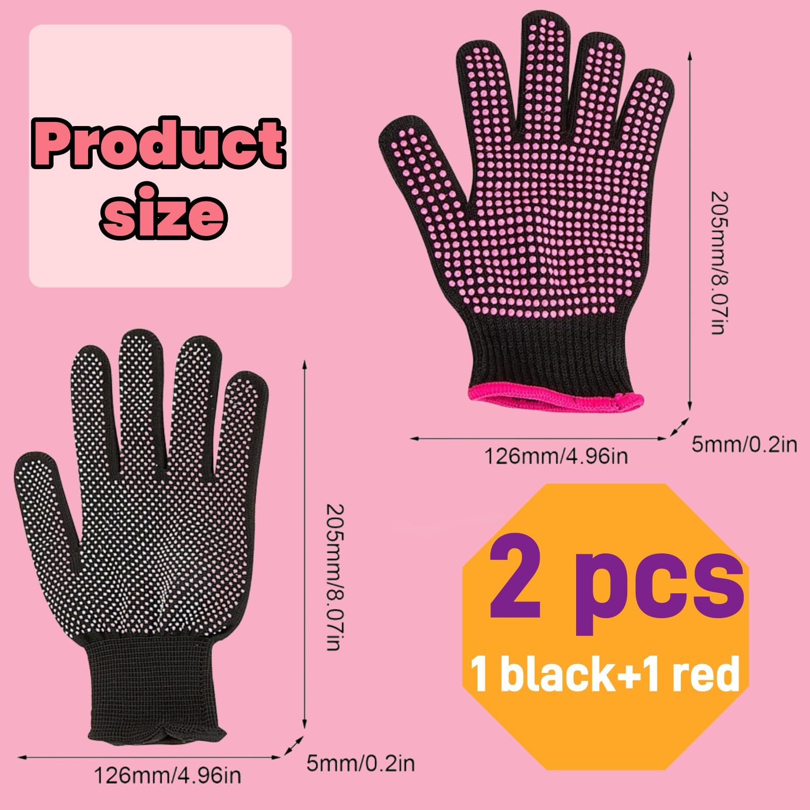 Gants de Coiffage,2 pièces Gants Résistants à Chaleur,Gant Résistant à Chaleur pour Coiffure,Gant Anti Chaleur pour fer à Lisser à Friser le Plat la Baguette de Cheveux Curling Outils