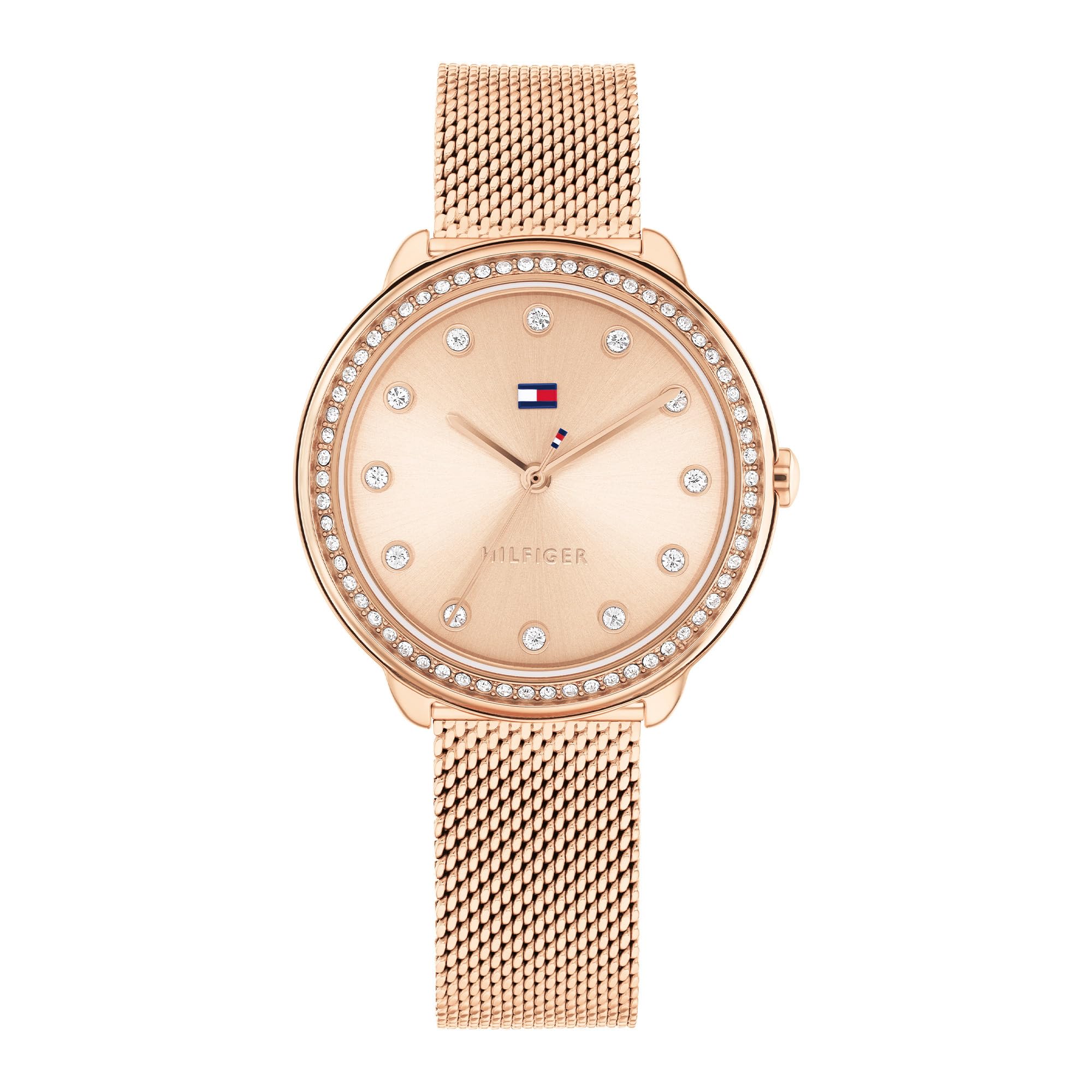 Tommy Hilfiger Three Hand Quartz Movement Watch for Women with Rose Gold Colored Stainless Steel Mesh Bracelet - 1782700