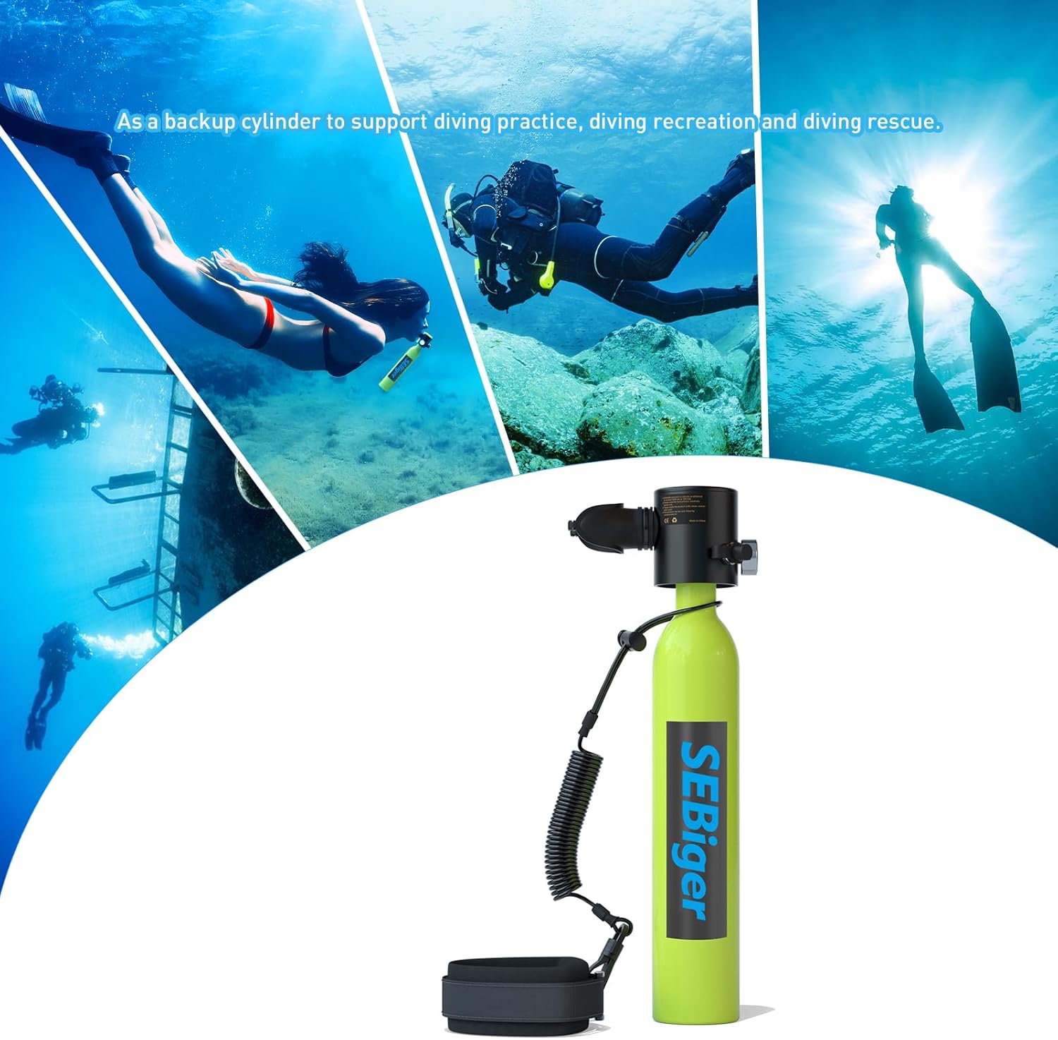 Diving Tank with DOT Certification Reusable Scuba 0.5L Pony Bottle Diving Cylinder Suitable for Underwater Work/Underwater Recreation