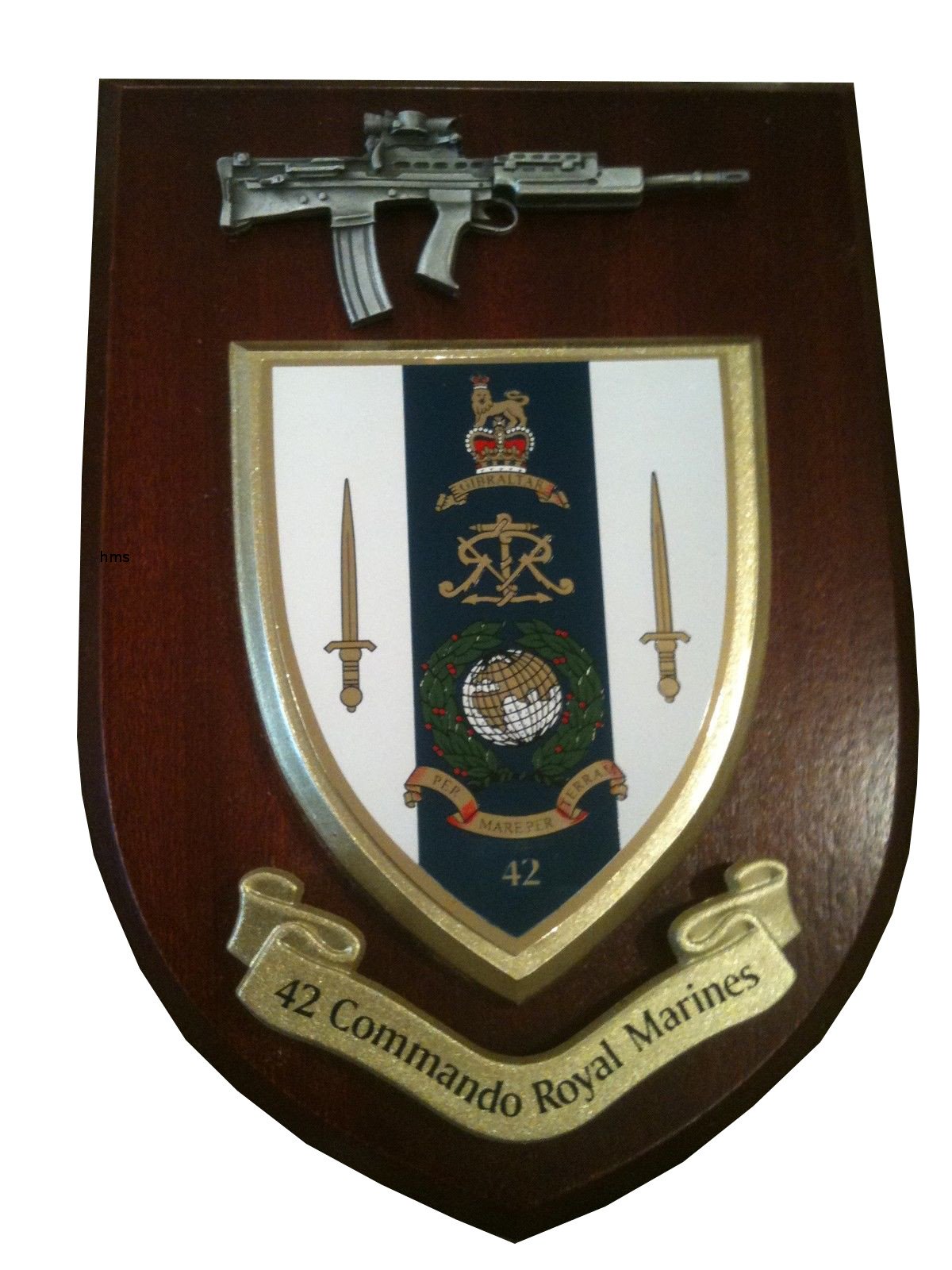 Hunting And Military Store Pewter 42 Commando Royal Marines Military Wall Plaque With Sa80 Rifle