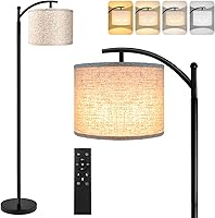 Vista 9 de Rottogoon - Lámpara de pie para sala de estar, lámpara de pie LED con 2 pantallas para dormitorio, incluye bombilla LED de 9 W - Negro