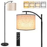 ROTTOGOON Floor Lamp for Living Room, 4 Color Temperature LED Floor Lamp with Remote Control & Foot Switch, LED Bulb Included, Modern Standing Lamp for Bedroom, Study Room, Office - Black