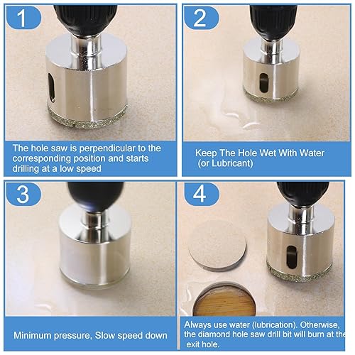 Miniatura 5 de Sierra perforadora de cristal de diamante de 3 pulgadas2.953 in con broca central para cerámica, azulejos, porcelana, mármol