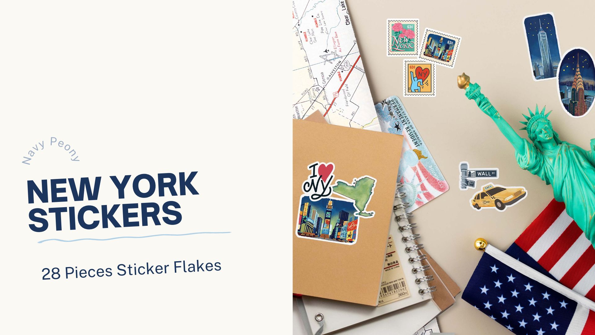 Amazon.com: Navy Peony Iconic New York City Travel Stickers