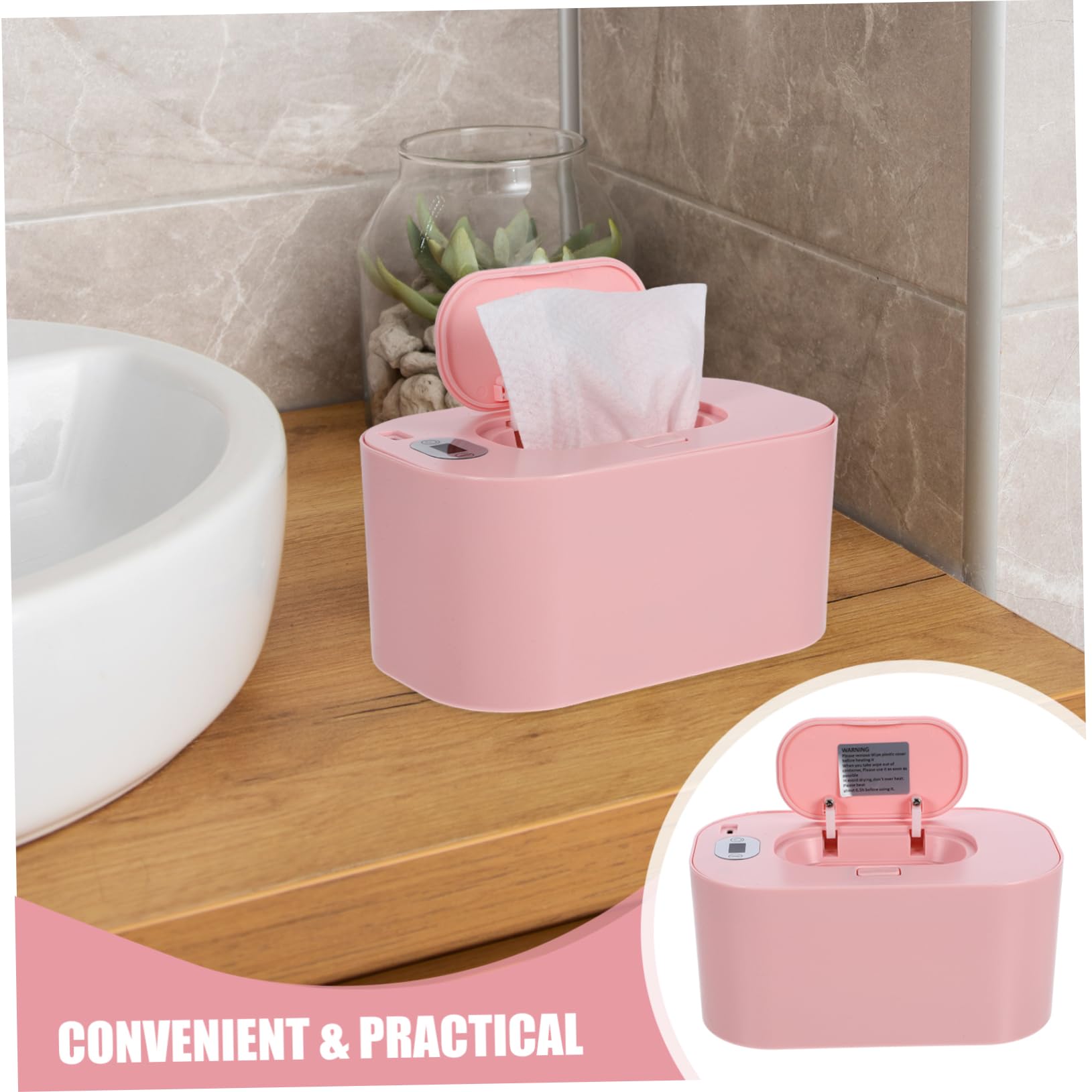 Calentador Constante Temperatura Bebés para Húmedas Toallitas de Rosa