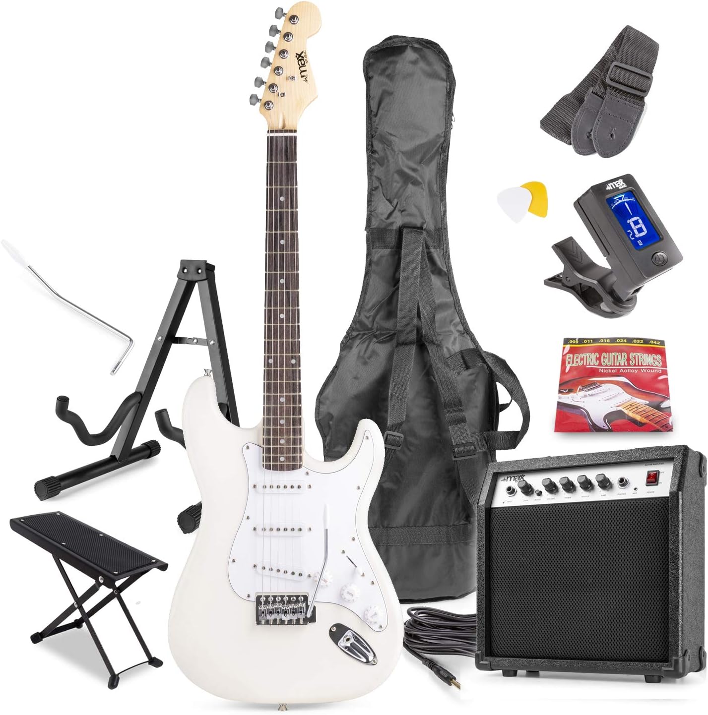 Max GigKit Full Size Electric Guitar Starter Kit inc 40W Combo Amplifier, Digital Tuner, Stand