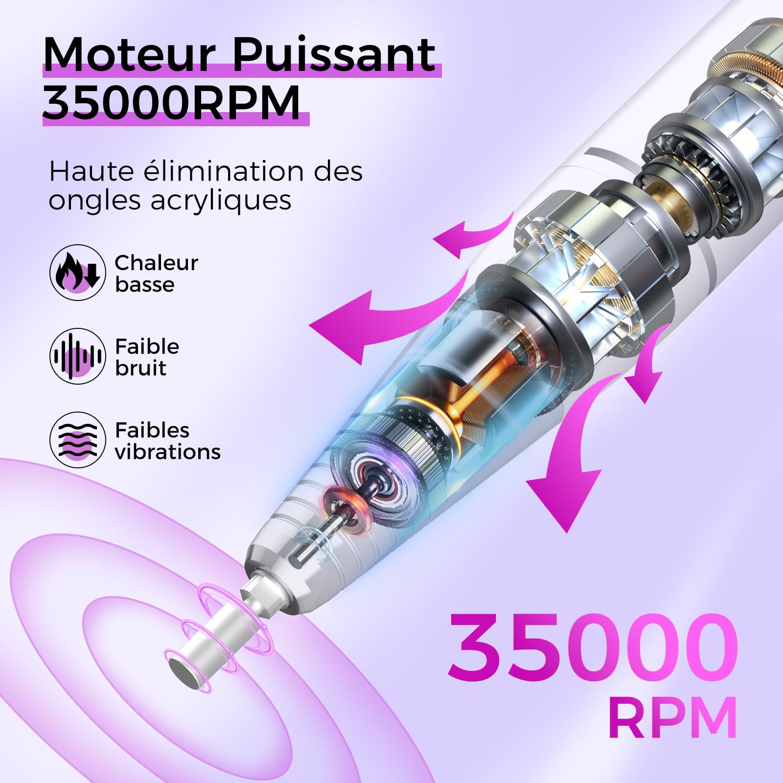 NAILGIRLS Ponceuse pour Ongles Professionnelle 35000RPM 11 en 1, Vitesse Réglable et Portable, avec Écran LCD pour Pédicure/Manucure et Pédale, Puissante et Silencieuse, pour Salon/Maison