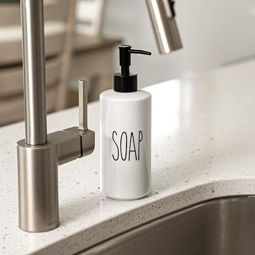 Miniatura 8 de Heartland Home Dispensador de jabón líquido de porcelana de 16 onzas. Dispensador de jabón para platos para fregadero de cocina, dispensador de