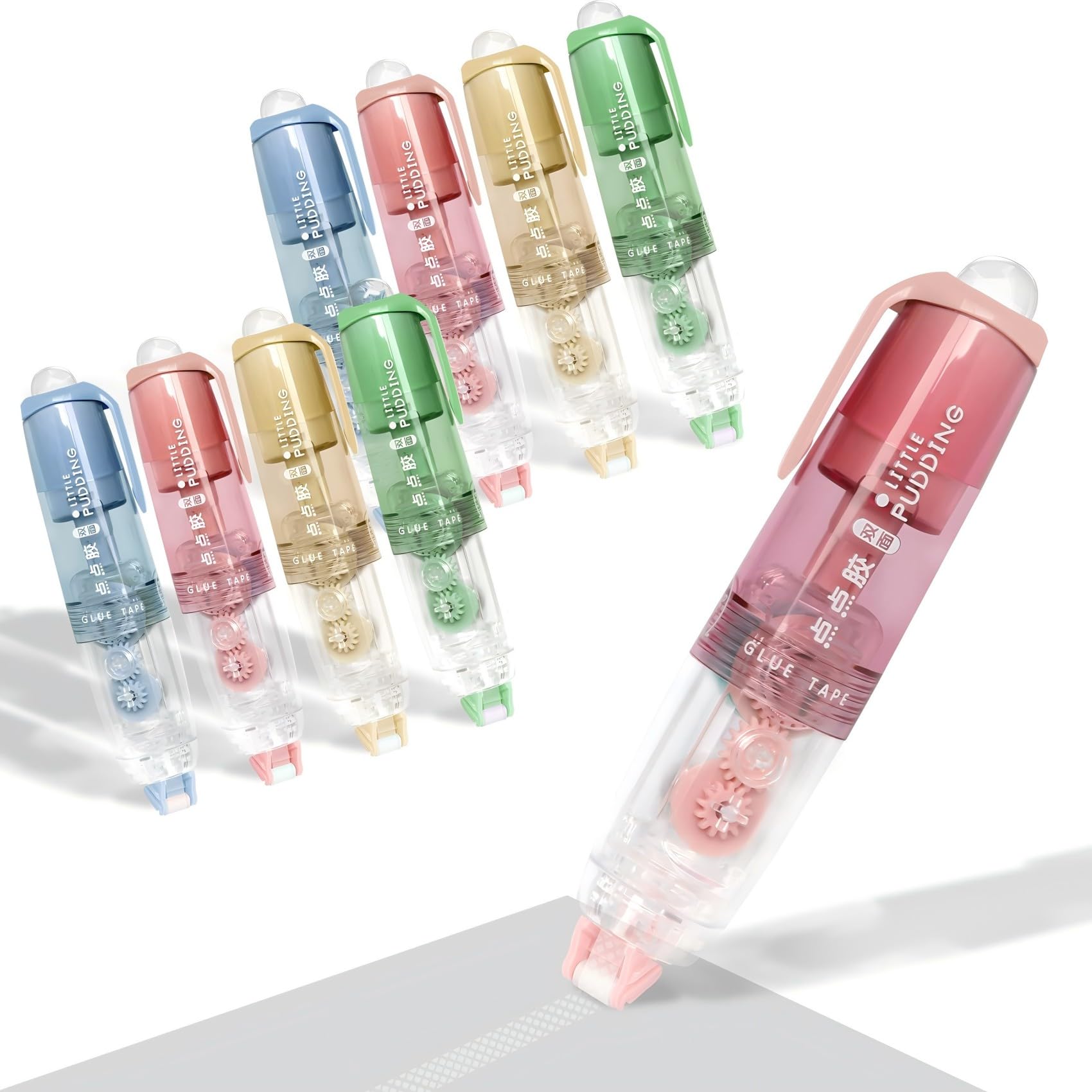 Kaluofan Double Sided Tape for Crafts - 8PCS Glue Tape, 0.2in X 16.4ft Pen Shaped Runner With 360 Rotatable Tip - Roller for Gift Wrapping, Scrapbooking Supplies, Photo